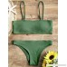 ZAFUL Women's Ribbed Removable Strap Padded Two Piece Bandeau Bikini Set Green B07B6NZS3V